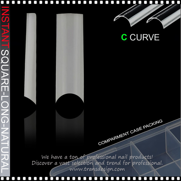 INSTANT NAIL TIP Long, Square, Straight, Half Well, C Curve, Natural Color 100/Case