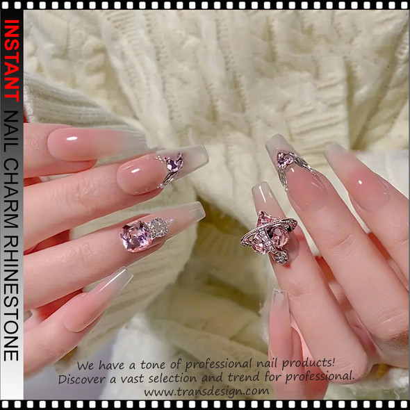 NAIL CHARM RHINESTONE Saturn With Heart Shape 6/Case