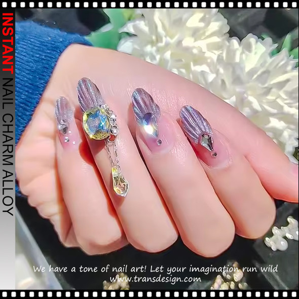 NAIL CHARM RHINESTONE Angel Tears & Oval Dangling 6/Case *