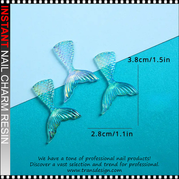 NAIL CHARM RESIN Random Color Mermaid Tail 10/Pack *