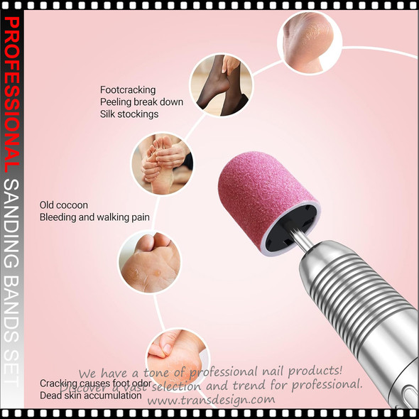 PROFESSIONAL Nail Drill Sanding Bands Set with Shaft