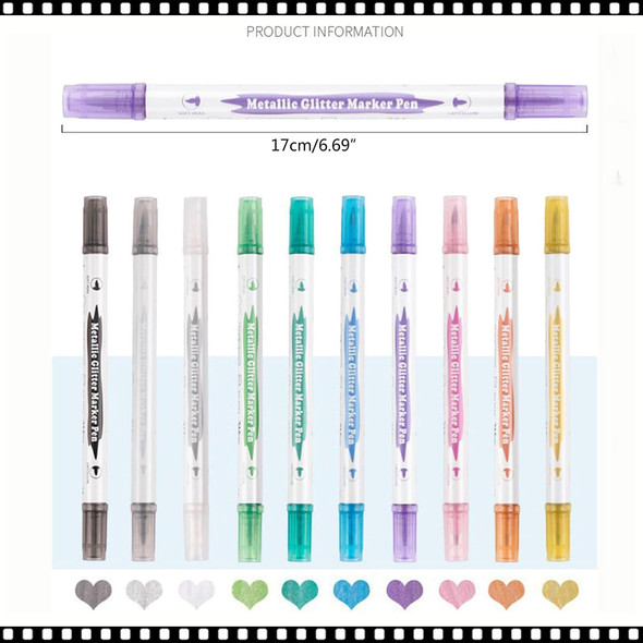 Double-headed Metallic Glitter Marker Pen 10/Pack