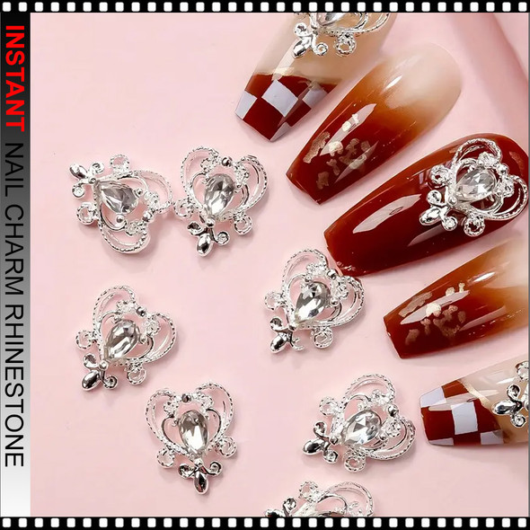 NAIL CHARM RHINESTONE Crown & Heart Shaped 6/Case
