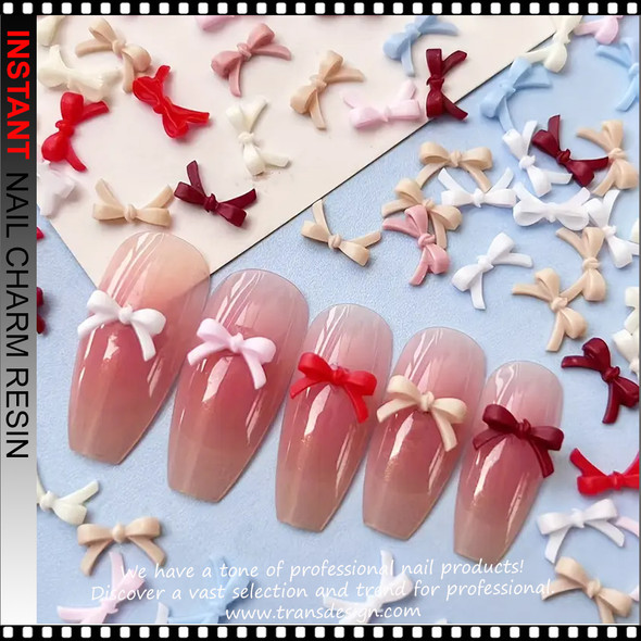NAIL CHARM RESIN Bow Ties & Ribbons in Assorted Colors 50/Pack