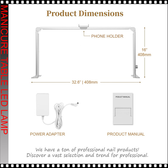 MANICURE TABLE LAMP with Phone Holder, 48 Watt, White