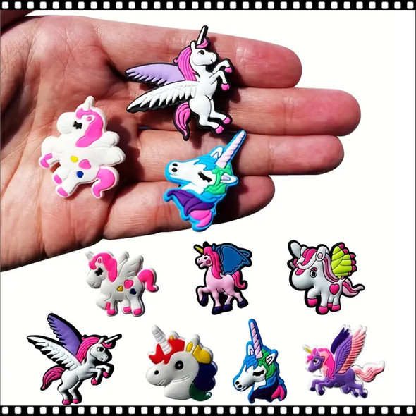 SHOE CHARM Cute Unicorn 10/Pack