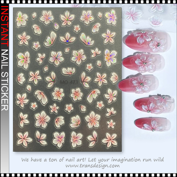 NAIL STICKER 3D floral nail stickers with an icy, translucent effect #MO-473