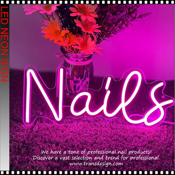 LED NEON Sign NAILS Size: 6.3'' x 15.75 " Wide