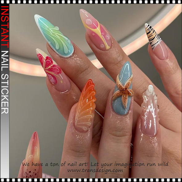 NAIL STICKER 3D Seashells, Starfish, and Coral #TS-667