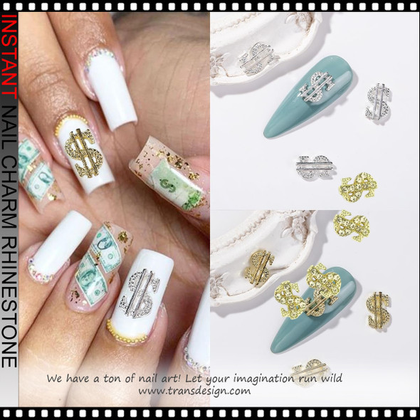 NAIL CHARM ALLOY Silver Dollar Sign 12/Case