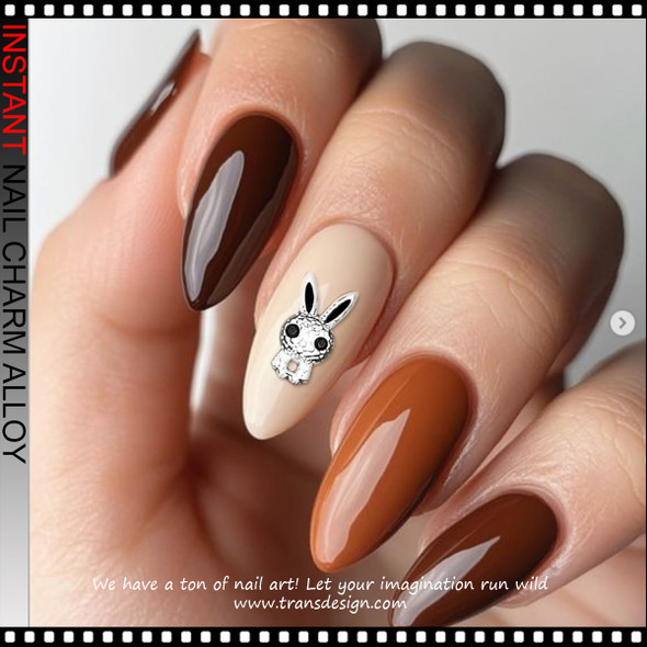 NAIL CHARM RHINESTONE Silver Rabbit, Snowflake and Filigree 6/Case