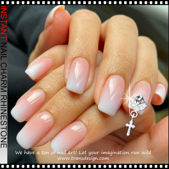 NAIL CHARM RHINESTONE Cross, Teardrop, Hollow Heart, Bows Dangling 6/Case