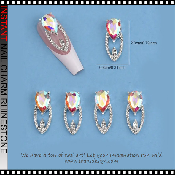 NAIL CHARM RHINESTONE Teardrop Aurora 6/Case