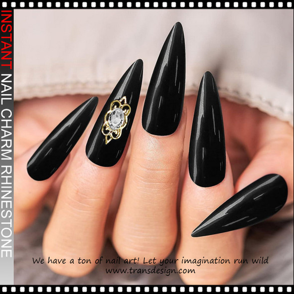 NAIL CHARM RHINESTONE Ornate Gold Filigree with Clear 6/Case