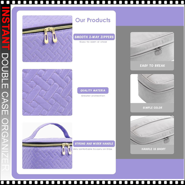 NAIL CASE ORGANIZER Double Layer Holds 30 Bottles, Purple