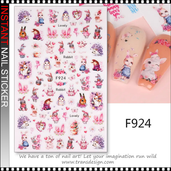 NAIL STICKER Easter, Bunny, Heart, Butterfly, Floral #F924