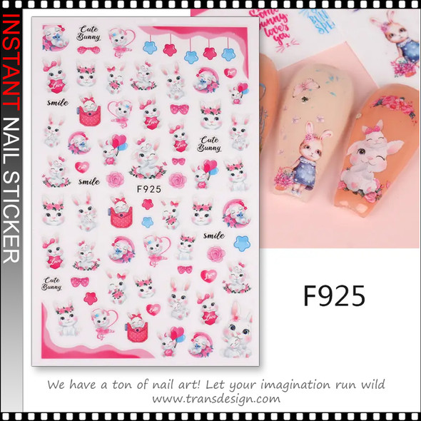 NAIL STICKER Easter, Bunny, Floral crowns, Bows, Hearts, and Balloons #F925