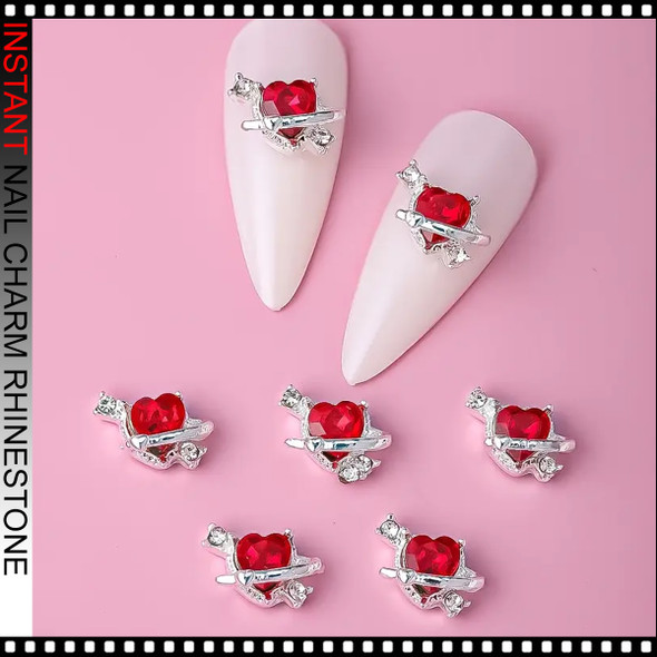 NAIL CHARM RHINESTONE Sparkling Diamond Heart & Square Cross 6/Case