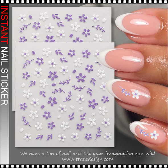 NAIL STICKER Spring, Purple & White Flower