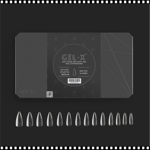 APRES Natural Stiletto Medium Box Of Tips 600pcs # APGX-N-STM