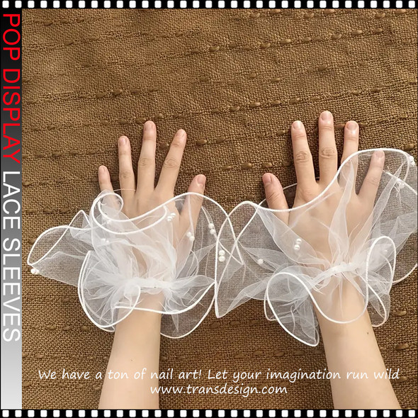 Lace Sleeves for Nail Ar Model Hands, White