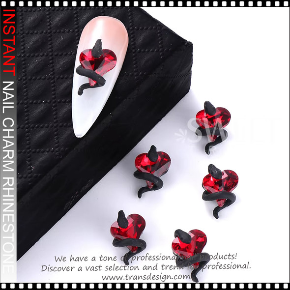 NAIL CHARM RHINESTONE Mixed Color Cubic Snake 6/Case #1