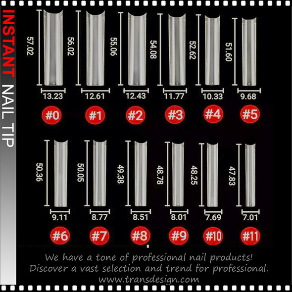 INSTANT NAIL TIP 4X-Long No C, Square, Half Moon, Natural 360/Case #YS-125