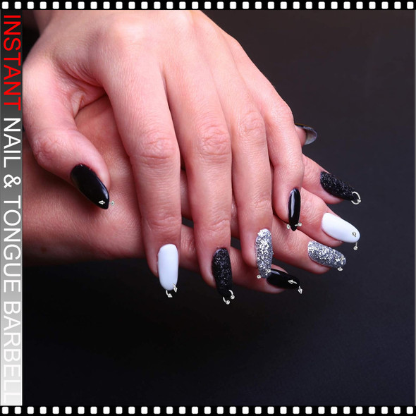 NAIL CHARM & TONGUE Stainless Steel Punk Style Barbell 12/Case #1