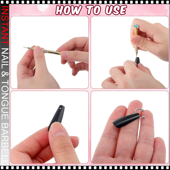 NAIL CHARM & TONGUE Stainless Steel Punk Style Barbell 12/Case #3