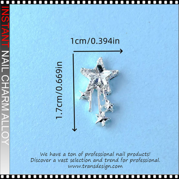 NAIL CHARM RHINESTONE Festive Silvery Star Tassel 6/Case 