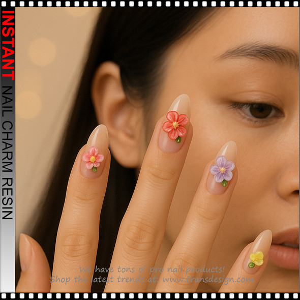 NAIL CHARM RESIN Vibrant Multicolor Peach Blossom 12/Case #2