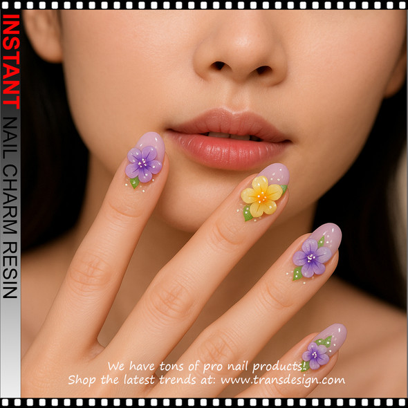 NAIL CHARM RESIN Vibrant Multicolor Peach Blossom 12/Case #3