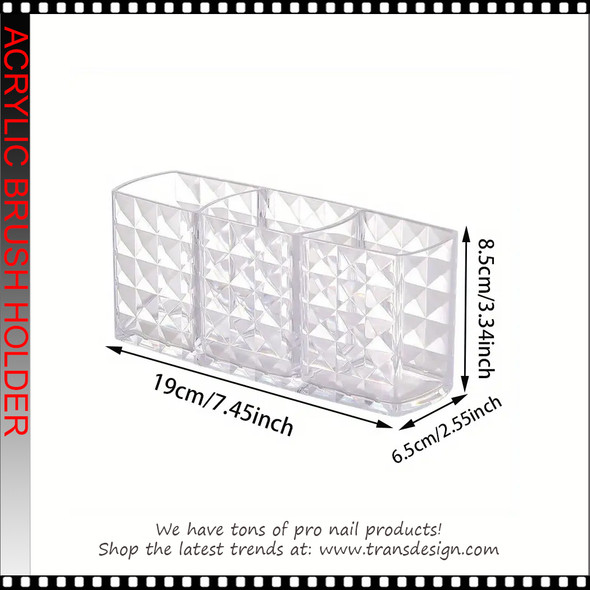 ACRYLIC BRUSH HOLDER Clear, 3-Slot