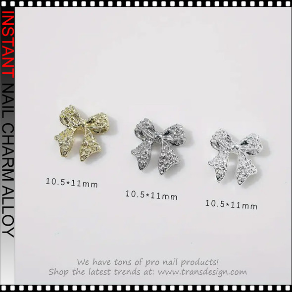 NAIL CHARM ALLOY Golden. Silvery. Gray Bow knot 6/Case