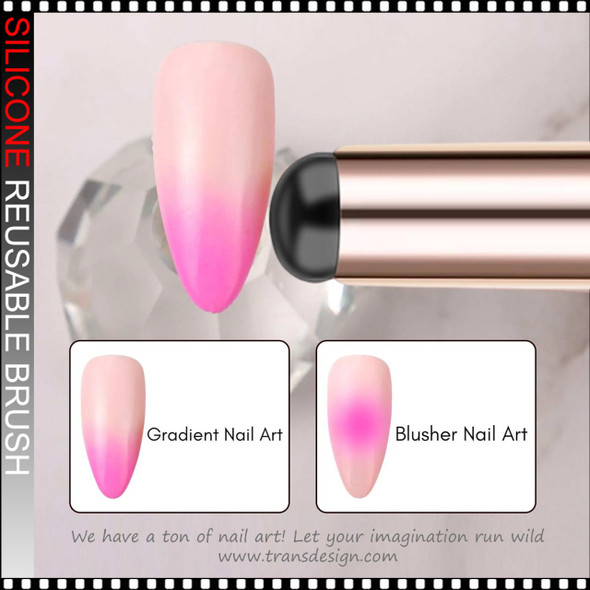 SILICONE REUSABLE BRUSH for Nail Art, Makeup, Stamping, and Ombre, Rose Red *