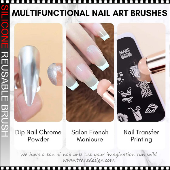 SILICONE REUSABLE BRUSH for Nail Art, Makeup, Stamping, and Ombre, Clear Pink *