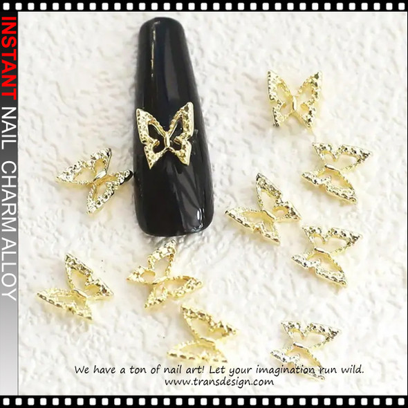 NAIL CHARM ALLOY Golden Swans & Butterflies 12/Case 
