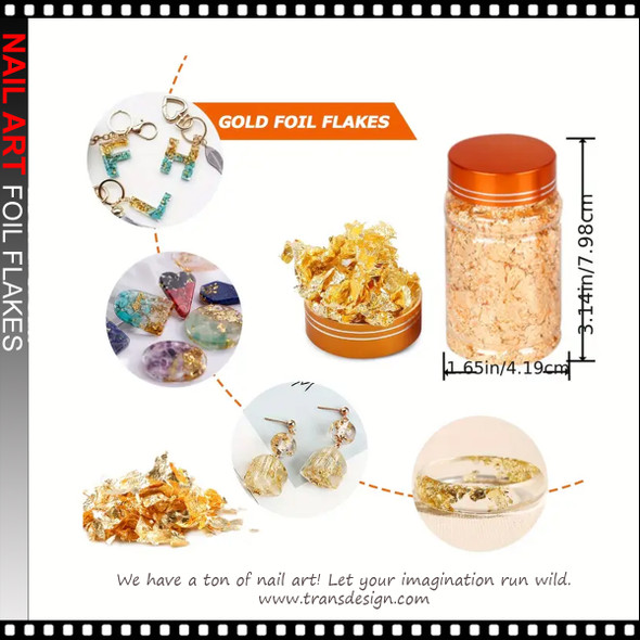 NAIL FOIL Flakes Metallic Gilding Green 3g/Jar