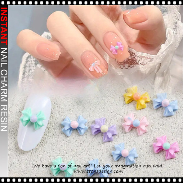 NAIL CHARM RESIN Mixed Color Bow 80/Case