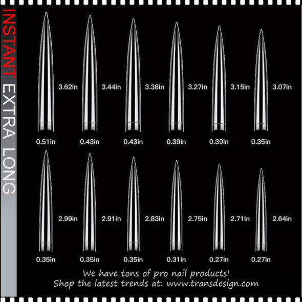 INSTANT NAIL TIP  Stiletto, Half Cover, Clear 120/Case