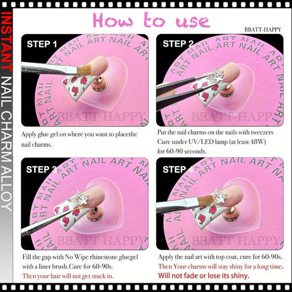 NAIL CHARM ALLOY Silvery Star, Cross 12/Case 