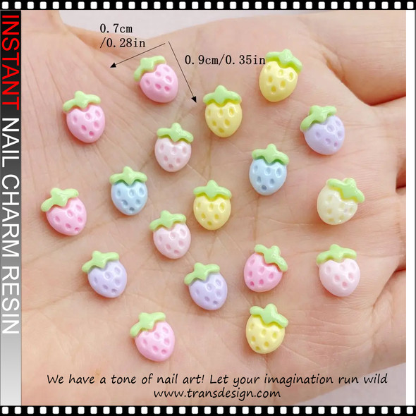 NAIL CHARM RESIN Pastel Strawberry 50/Pack