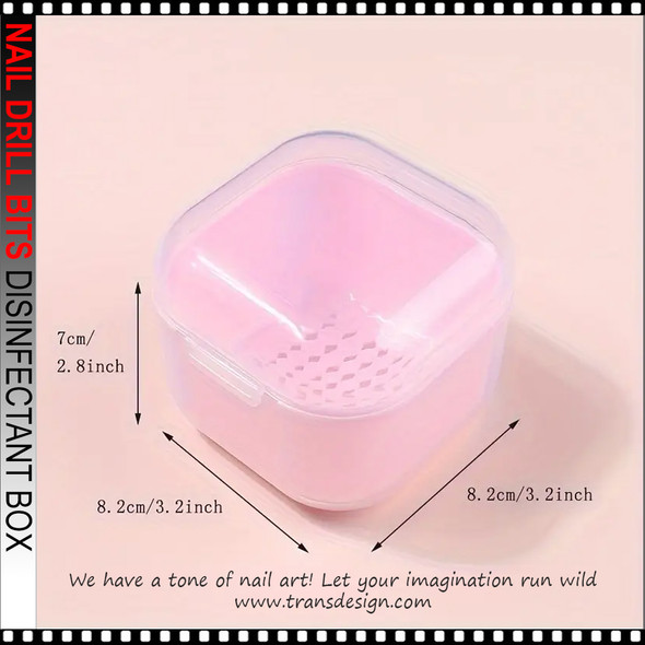 NAIL DRILL BITS Disinfectant Storage Box , Pink