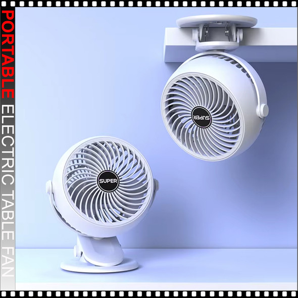Rechargeable Mini Portable Electric Table Fan Color: White