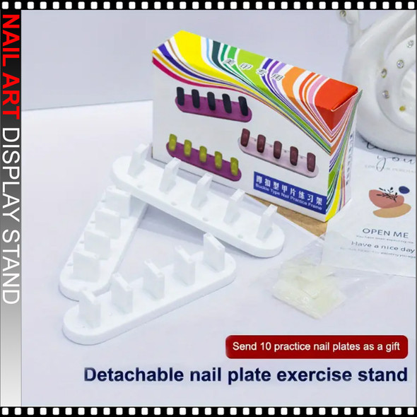 NAIL ART White Practice Display Stand  with 10pcs Nail Tips 