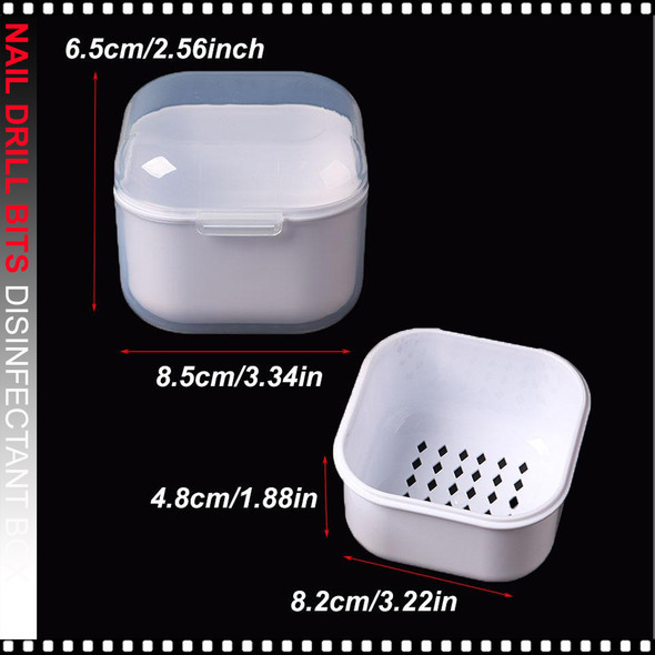 NAIL DRILL BITS Disinfectant Storage Box , White