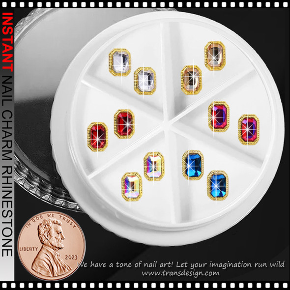 NAIL CHARM RHINESTONE Rectangular Shape 12/Case 