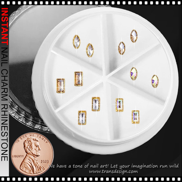 NAIL CHARM RHINESTONE Oval & Rectangular Shape 12/Case 