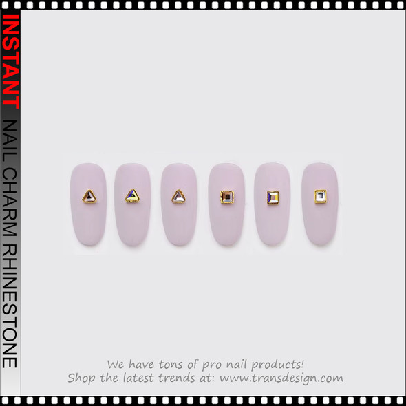NAIL CHARM RHINESTONE Mini Triangle and Square Shaped 12/Case 