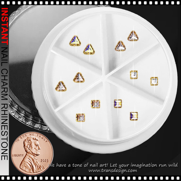 NAIL CHARM RHINESTONE Mini Triangle and Square Shaped 12/Case 